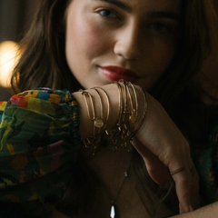 Metalystic Platinum Gold Domed Bangle