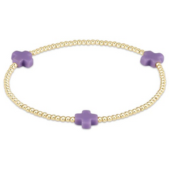 Signature Cross Gold Pattern 2mm Bead Bracelet - Purple