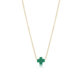 16" Necklace Gold - Signature Cross Emerald