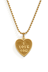 I Love You Pendant/Necklace- Small Heart Gold