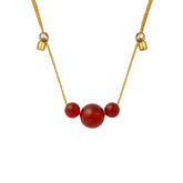 Carnelian 3 Gemstone Silk Slider Necklace Gold