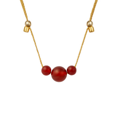 Carnelian 3 Gemstone Silk Slider Necklace Gold