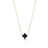 16" Necklace Gold - Signature Cross Onyx