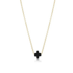 16" Necklace Gold - Signature Cross Onyx