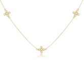 15" Choker Simplicity Chain Gold - Classic Beaded Signature Cross Gold