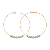 Amazonite Gemstone 5 Stone Hoop Earring Gold