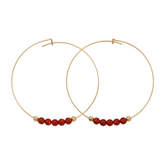 Carnelian Gemstone 5 Stone Hoop Earring Gold