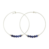 Blue Sodalite Gemstone 5 Stone Hoop Earring Silver