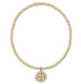 Classic Gold 2mm Bead Bracelet - Classic Beaded Signature Cross Halo Small Gold Charm