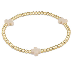 enewton Extends - Signature Cross Gold Pattern 3mm Bead Bracelet - Off-White