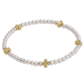 Signature Cross Small 3mm Pearl Bracelet - Gold