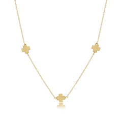 17" Choker Simplicity Chain Mixed Metal - Signature Cross Gold