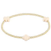 Signature Cross Gold Pattern 2mm Bead Bracelet - Off-White