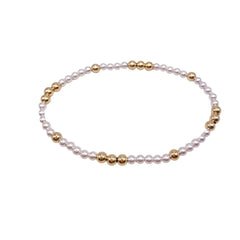 Worthy Pattern 3mm Bead Bracelet-Pearl