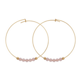 Rose Quartz Gemstone 5 Stone Hoop Earring