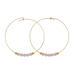 Rose Quartz Gemstone 5 Stone Hoop Earring