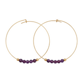 Amethyst Gemstone 5 Stone Hoop Earring - Gold