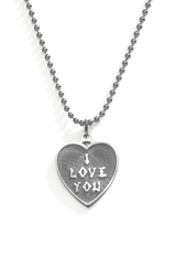 I Love You Pendant/Necklace- Small Heart Sterling Silver
