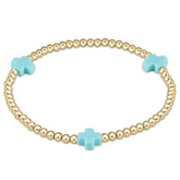 enewton Extends - Signature Cross Gold Pattern 3mm Bead Bracelet - Turquoise