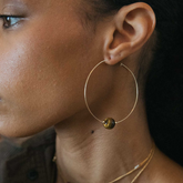 Tiger's Eye Gemstone 10mm Stone Hoop Earring