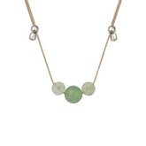 Green Aventurine 3 Gemstone Silk Slider Necklace Silver