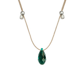 Emerald Silk Slider Necklace Silver