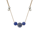 Blue Sodalite 3 Gemstone Silk Slider Necklace Silver