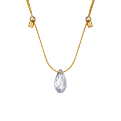 Blue Shade Silk Slider Necklace Gold