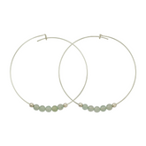 Green Aventurine Gemstone 5 Stone Hoop Earring Silver