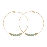 Green Aventurine Gemstone 5 Stone Hoop Earring Gold