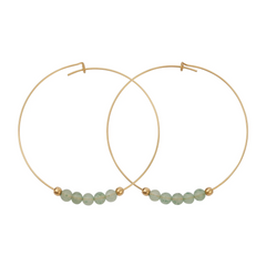 Green Aventurine Gemstone 5 Stone Hoop Earring Gold