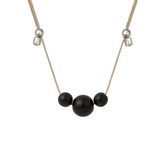 Black Onyx 3 Gemstone Silk Slider Necklace Silver