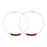 Carnelian Gemstone 5 Stone Hoop Earring Silver