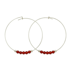 Carnelian Gemstone 5 Stone Hoop Earring Silver