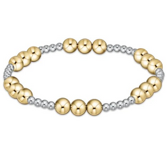 Classic Joy Pattern 6mm Bead Bracelet-Mixed Metal