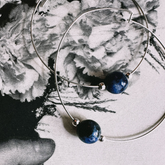 Blue Sodalite Gemstone 10mm Stone Hoop Earring Silver