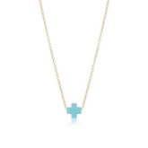 egirl 14" Necklace Gold - Signature Cross Gold Charm - Turquoise