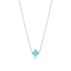 egirl 14" Necklace Gold - Signature Cross Gold Charm - Turquoise