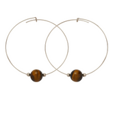 Tiger's Eye Gemstone 10mm Stone Hoop Earring