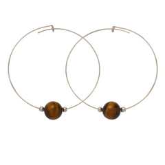 Tiger's Eye Gemstone 10mm Stone Hoop Earring