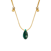 Emerald Silk Slider Necklace Gold