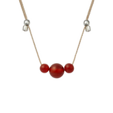 Carnelian 3 Gemstone Silk Slider Necklace Silver