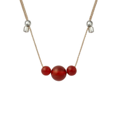 Carnelian 3 Gemstone Silk Slider Necklace Silver