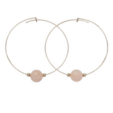 Rose Quartz Gemstone 10mm Stone Hoop Earring