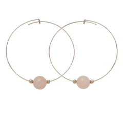 Rose Quartz Gemstone 10mm Stone Hoop Earring