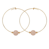 Rose Quartz Gemstone 10mm Stone Hoop Earring