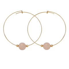 Rose Quartz Gemstone 10mm Stone Hoop Earring
