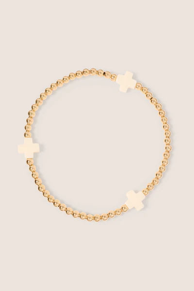 Signature Cross 3mm Gold Bracelet - Off-White