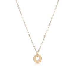 16"  Necklace Gold-Love Small Gold Disc