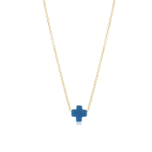 16" Necklace Gold - Signature Cross Cobalt